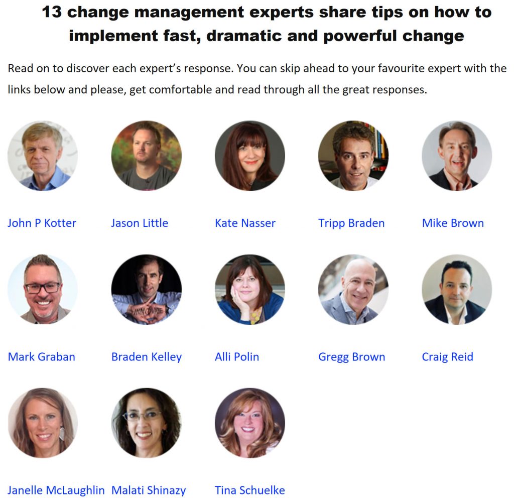 13 Change Management Experts Share Their Tips