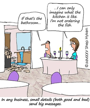 Dirty Bathroom Shep Hyken Cartoon