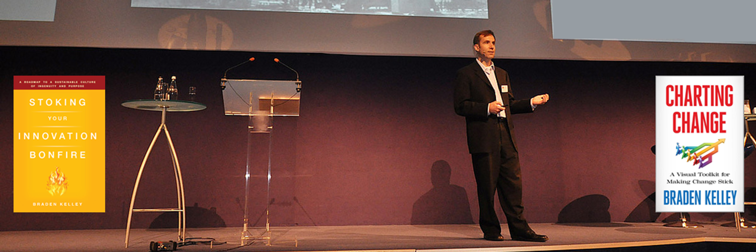 Innovation keynote speaker Braden Kelley presenting at UBA Trends Day, Brussels
