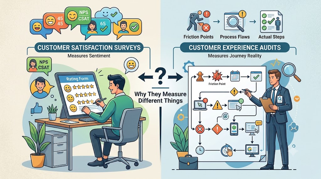 Customer Experience Audit vs. Customer Satisfaction Survey